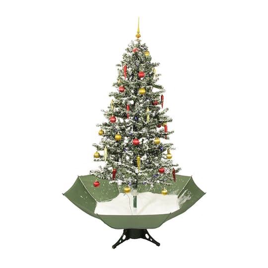 6ft Pre-Lit Musical Snowing Decorated Artificial Christmas Tree, Blue LED Lights